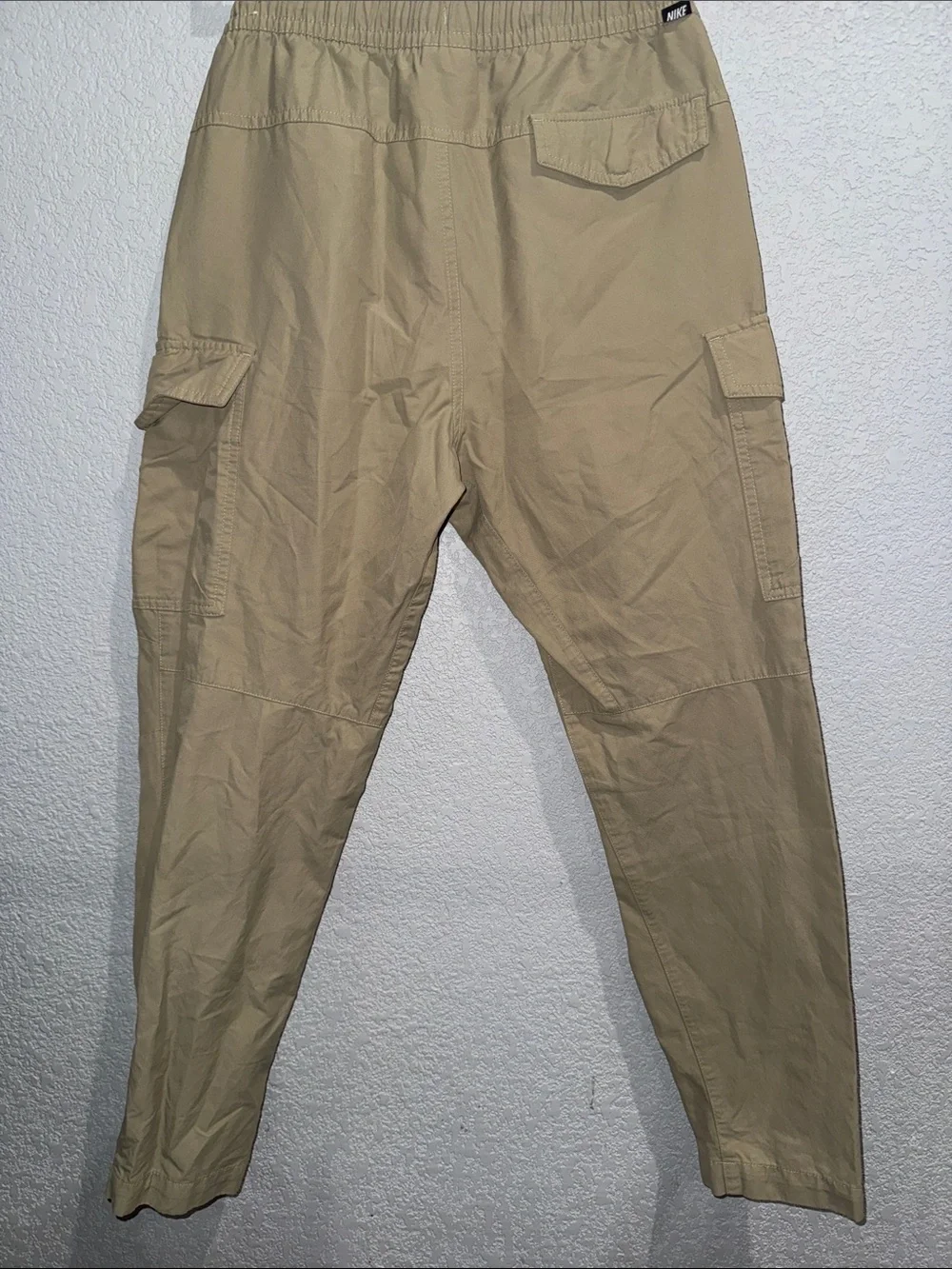 Nike Men's Tan Cargo Joggers with White Swoosh